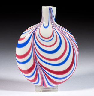 FREE-BLOWN MARBRIE-DECORATED FLASK