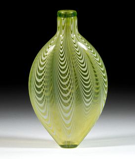 FREE-BLOWN MARBRIE-DECORATED GLASS FLASK