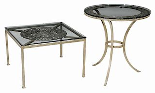 Two Modern Glass and Metal Tables