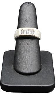 14K White Gold Ring w/ 3 Baguettes 1.20 cts