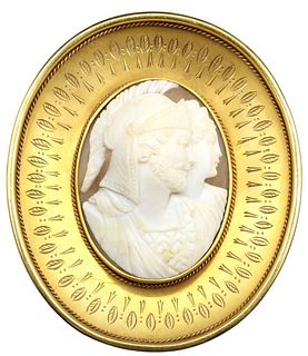 Exceptional 18K Yellow Gold Cameo Brooch