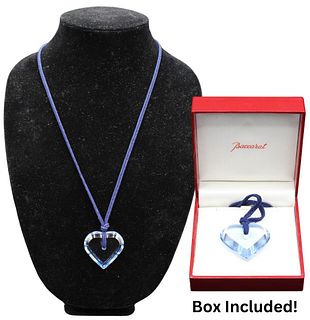 Baccarat Blue Crystal Heart Shape Necklace/ Box