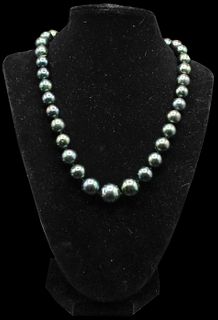 10K Baroque Grey/Green Pearl Necklace