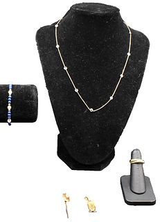 (5)14k Necklace,Bracelet,Ring,Cartouch,Stickpin