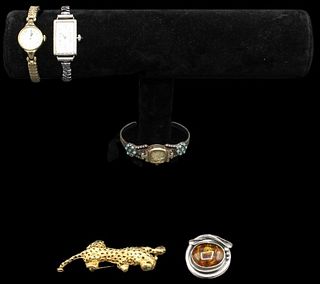 5 Amber sterling pin/pen Faux Pin, Watches AS IS
