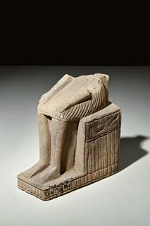 LARGE EGYPTIAN SEATED FIGURE WITH HIEROGLYPHS
