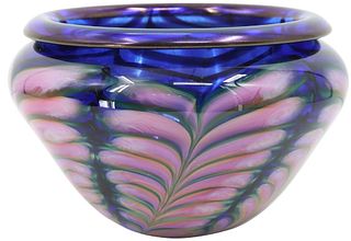 Daniel Lotton Blue Ferns Glass Bowl