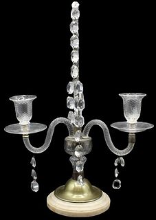 Antique European Blown Glass Candelabra