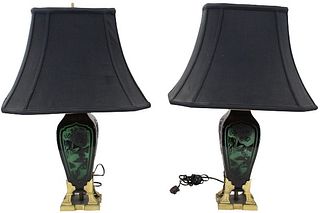 Pair of Exquisite Carder Period Steuben Lamps