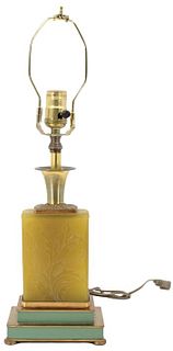 Rare Steuben Floral Glass Amber Lamp