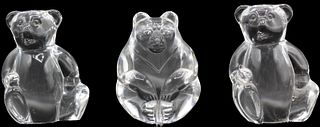(3) Steuben Glass Bears