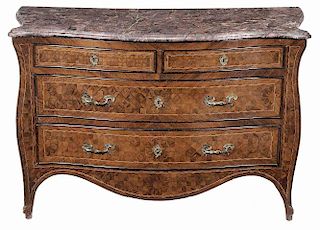 Louis XV Parquetry-Inlaid Marble-Top
