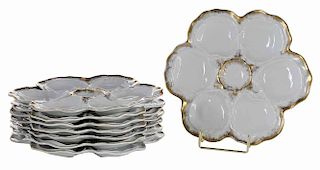 Set of Eight Limoges Oyster Plates