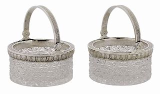 Pair of Faberge Silver and Cut-Glass