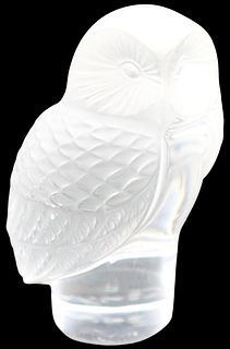 Lalique Art Glass Owl Paperweight