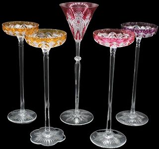 (5) Baccarat Overlay Crystal Toasting Glasses
