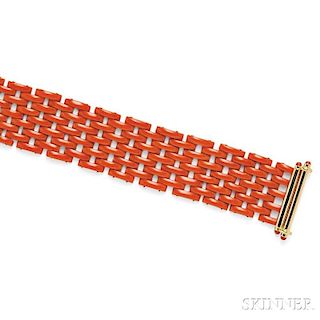 18kt Gold and Coral Strap Bracelet