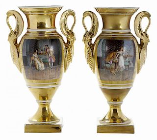 Pair Empire Paris Porcelain Vases