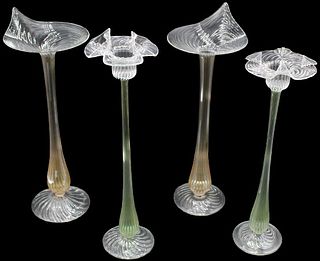 (4) Delicate Hand Blown Candle Sticks