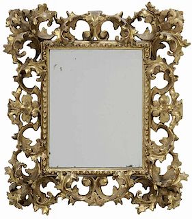 Wall Mirror with Finely Carved