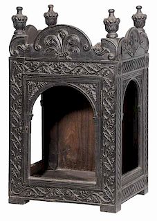 Anglo-Indian Carved Wood Reliquary