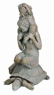 Painted Bronze Figure of a Satyr and