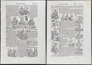 Schedel, pub. 1493 - Pair of Pages of Historical or Religious People