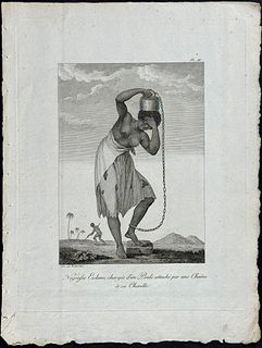 Stedman - Negress Slave, loaded with a Weight attached by a Chain to her Ankle (Negresse Esclave, chargee d'un Poids attache par une Chaine a sa Chevi