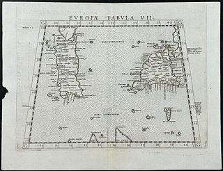 Ptolemy, pub. 1562 - Map of Sardinia & Sicily