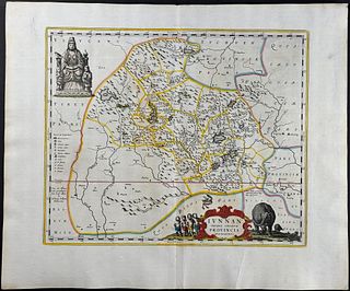 Blaeu, pub. 1662 - Map of the Yunnan Region in China (Junnan imperii sinarum provincia decimaquinta)