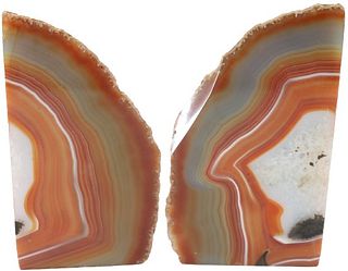 Pair of Banded Agate Geode Bookends