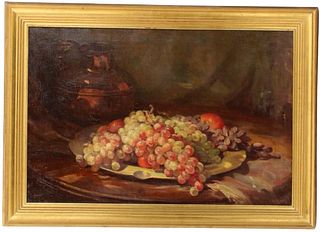 Still Life with Grapes Signed M. Duval(20th C) O/P