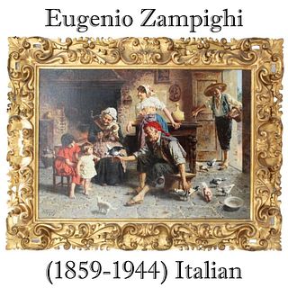 Rare Eugenio Zampighi 1859-1944 Italian Oil/Canvas