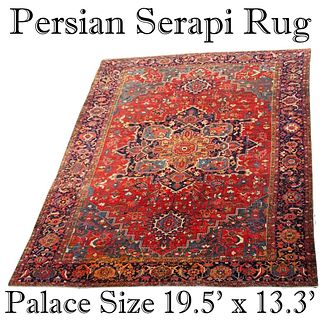 Important Persian Serapi Palace Oriental Rug 19x13