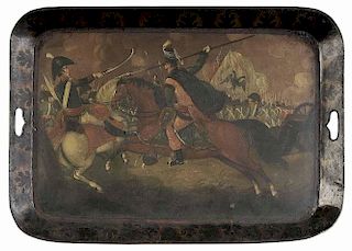 Large Tole Tray with Battle Scene