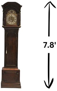 Rare British Cuban Mahogany 1740 Tall Case Clock