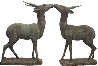 (2) Metal  Antelope Garden Sculptures