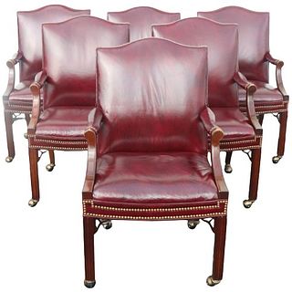 (6) Traditional Tufted Southmark Leather Chairs