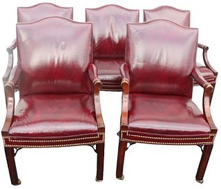 (5) Traditional Tufted Southmark Leather Chairs