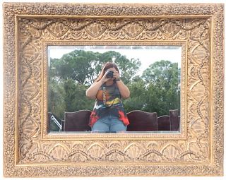 Monumental Gilt Composite Beveled Mirror
