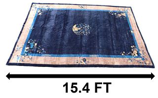 Antique Chinese Blue & White Room Size Rug 10'x15'