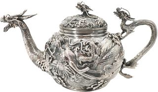 Impressive Japanese "950" Silver Dragon Teapot