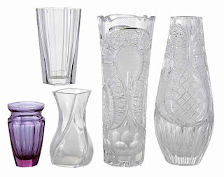 Five Pieces Moser, Baccarat and Cut