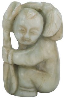 Chinese Carved Hard Stone Crouching Figure