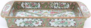 Rare Tray Form Rose Medallion Chinese Porcelain