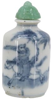 Blue and White Snuff Bottle Monkey King
