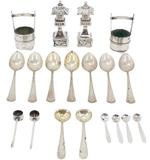 (19) Sterling Silver Spoons, Open Salt and Pepper