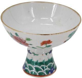 Chinese Femille Porcelain Stem Cup / Bowl