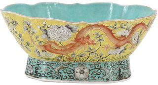 Chinese Enameled Footed 5 Claw Dragon Bowl
