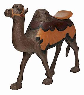 Carved and Painted Camel-Form Carousel